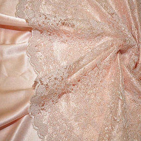 Вышивка на сетке с пайетками "Скарлет" (персик)