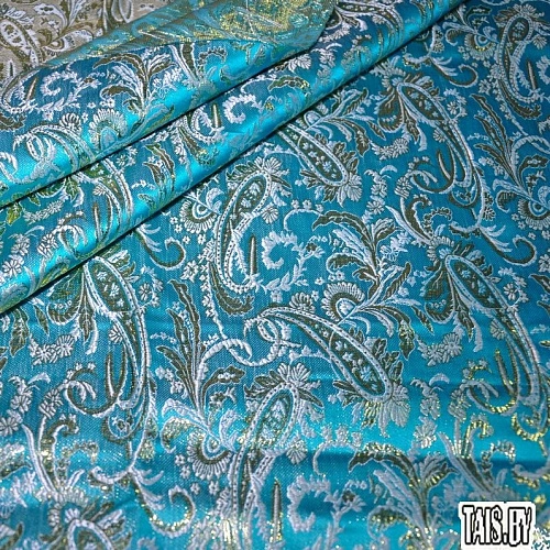 Парча жаккард огурцы (бирюза)