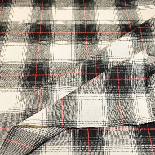 Ткань рубашечная фланель в клетку (серый+красный)