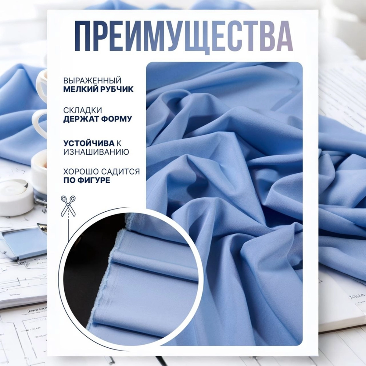Би-стрейч (голубой) скидки на ткани в Минске оптом и в розницу | Трикотаж tais.by