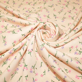 Штапель плотный "Цветочки на персиковом фоне"