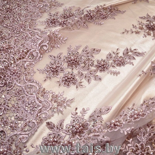 Вышивка на сетке с биссером (пыльно-фиолетовый)