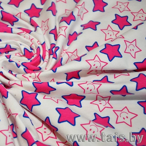 Кулирная гладь набивная "Звезды"