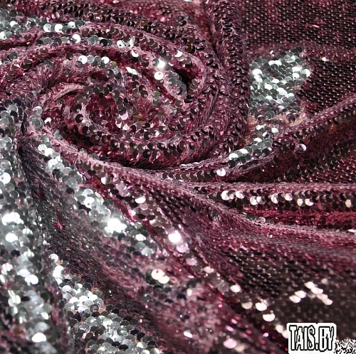 Пайеточная ткань двухцветная чешуя (розовый с серебром)