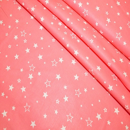 Бязь для постельного белья (Звезды на коралловом фоне)