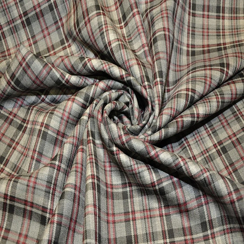 Костюмная ткань Полушерсть клетка (серый)