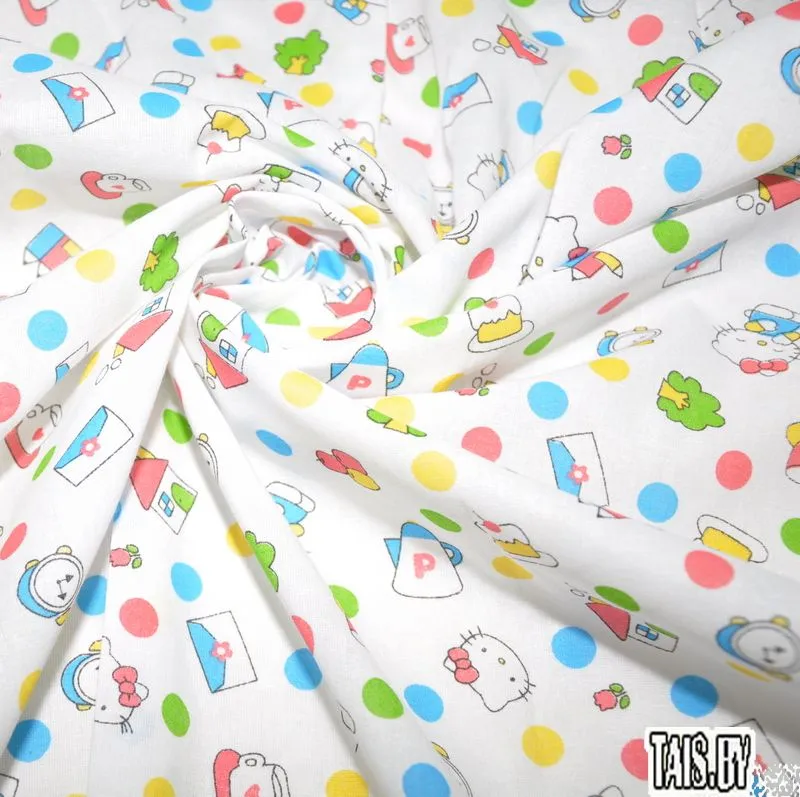 Ситец набивной "Hello Kitty" скидки на ткани в Минске оптом и в розницу | Трикотаж tais.by