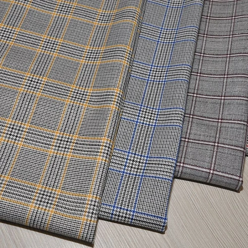 Костюмная ткань "Клетка " (серый с оранжевым оттенком)