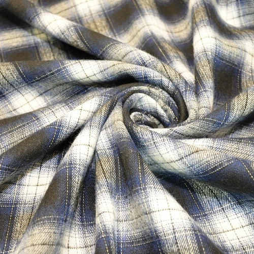 Ткань рубашечная фланель в клетку (синий)
