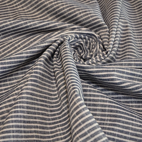 Рубашечны хлопок с фактурой льна (полоска 0,2см синий+белый)