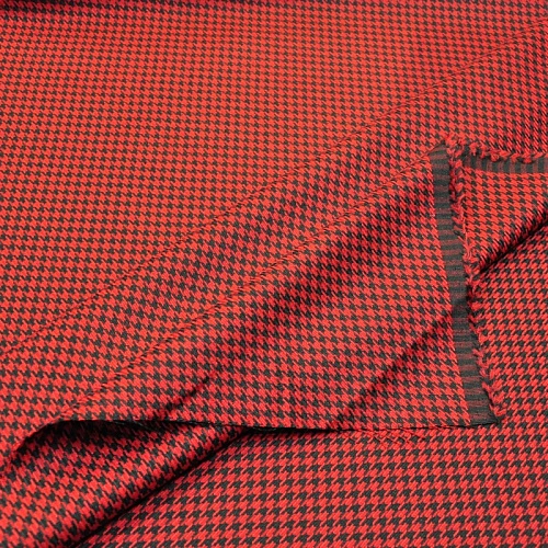 Костюмная ткань Гусиная лапка полушерсть (красный)