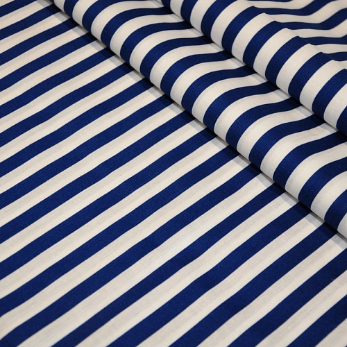 Поплин полоска шир 1см (василек+белый)