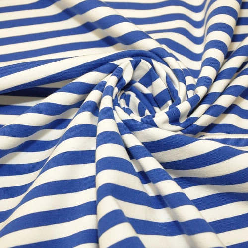 Кулирная гладь "Тельняшка" "1 см василек +белый"