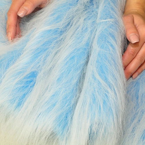 Мех длинноворсовый (голубая основа белый ворс)