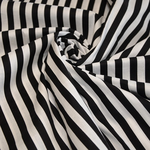 Поплин полоска шир 1см (черный+белый)