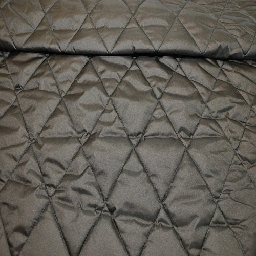 Плащевка стеганая "Ромбик" (светлый черный)