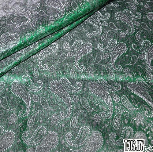 Парча жаккард мелкие огурцы (зеленый)