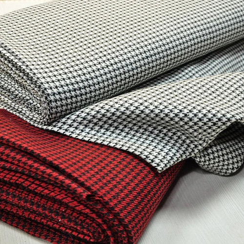 Костюмная ткань Гусиная лапка полушерсть (красный)