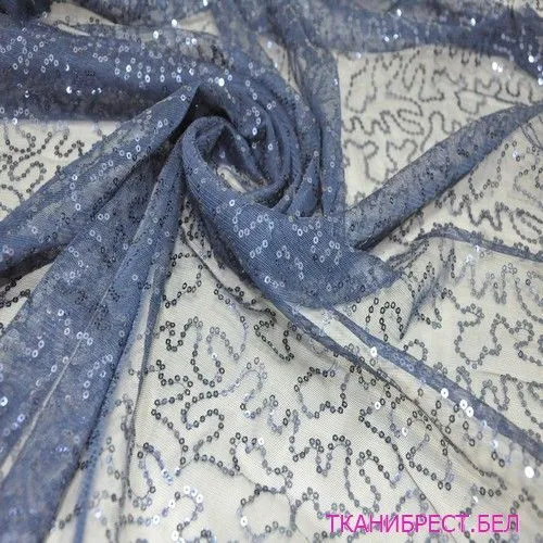 Пайетки на сетке (синий)