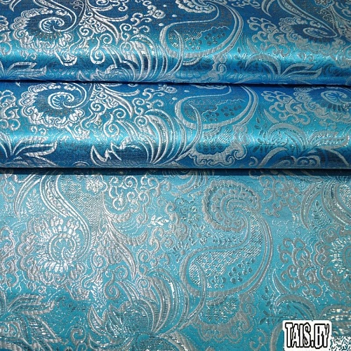 Парча жаккард (насыщенный голубой с серебром)