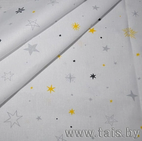 Ткань х/б плательная (звезды желтые)