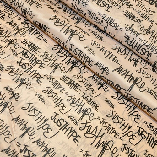 Подкладка нейлон принт газета на бежевом фоне