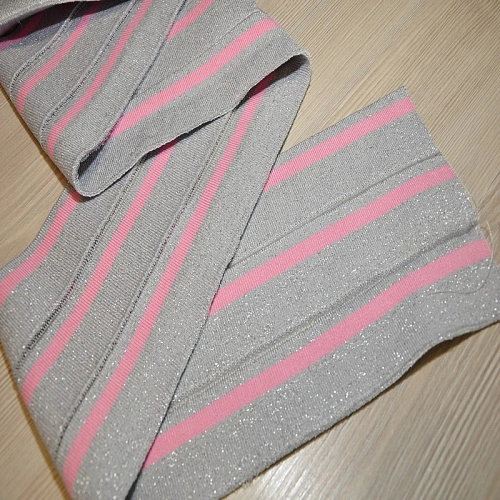 Манжет трикотажный (серебро+розовый)