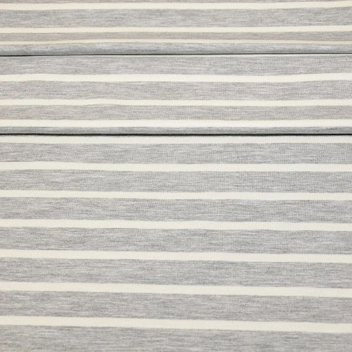 Кулирная гладь "Тельняшка" "2см-0,5см серый меланж +молочный"