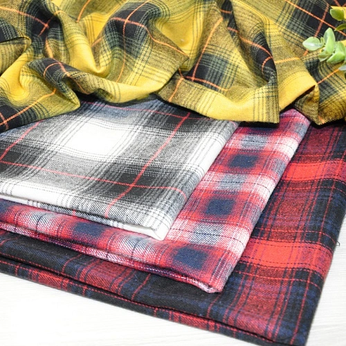 Ткань рубашечная фланель в клетку (серый+красный)