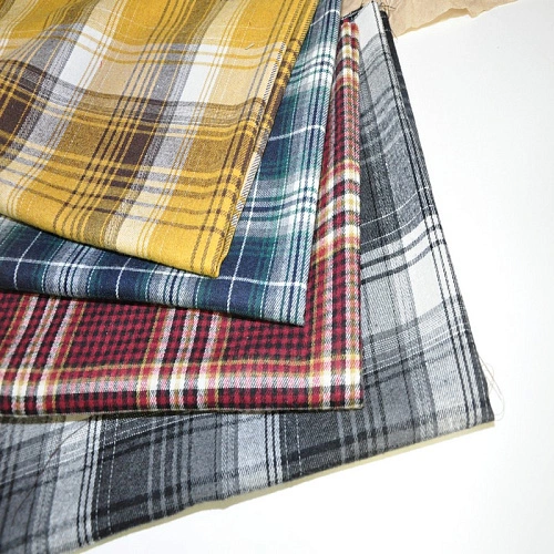 Ткань рубашечная фланель в клетку (горчица)