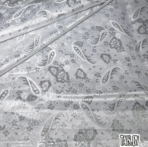 Парча жаккард мелкие огурцы (белый)