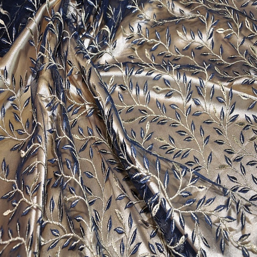 Вышивка на сетке (синий+золото)