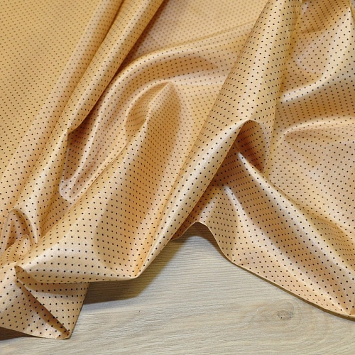Подкладка нейлон принт горошек на бежевом фоне