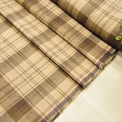 Ткань рубашечная фланель в клетку (бежевый)