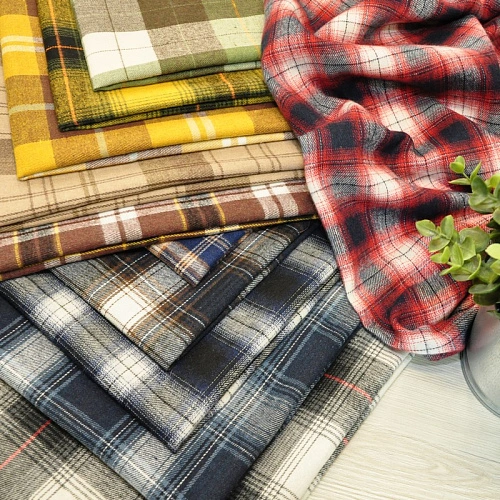 Ткань рубашечная фланель в клетку (синий +бежевый)