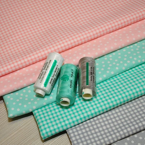 Ткань х/б плательная (Клетка пудра)