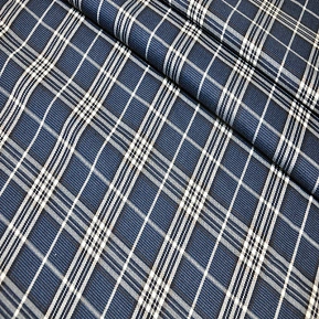Костюмная ткань "Клетка " (синий + белый)