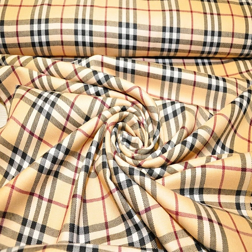 Костюмная ткань Полушерсть клетка (бежевый)