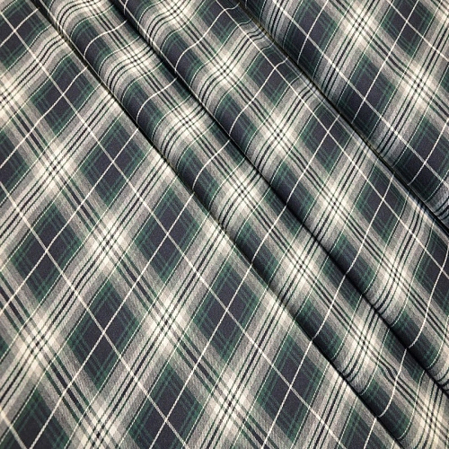 Ткань рубашечная фланель в клетку (синий+зеленый)