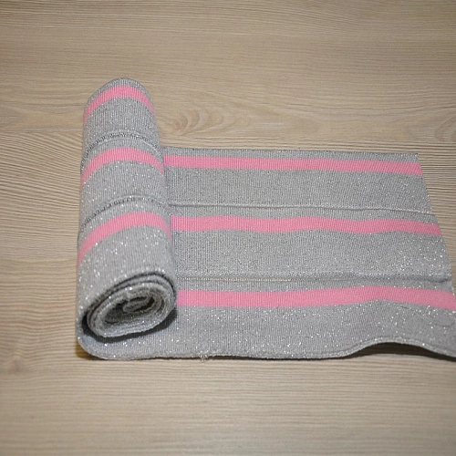 Манжет трикотажный (серебро+розовый)