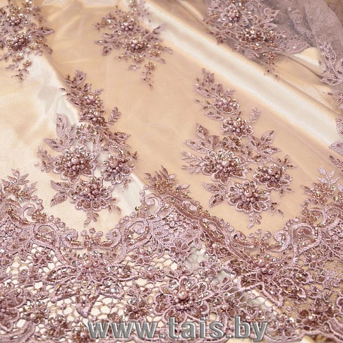 Вышивка на сетке с биссером (пыльно-фиолетовый)