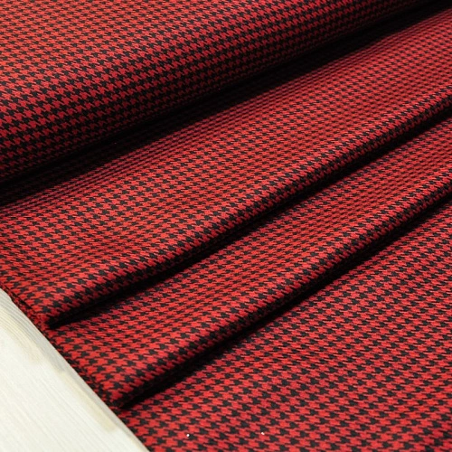 Костюмная ткань Гусиная лапка полушерсть (красный)