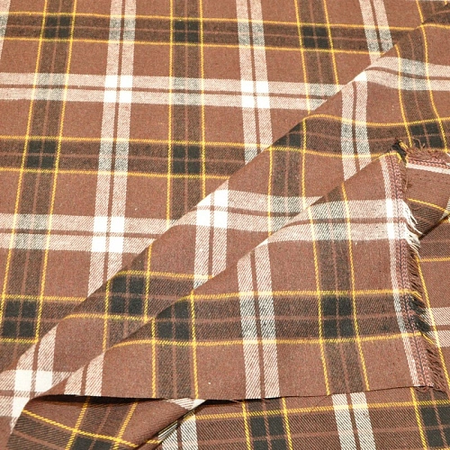 Ткань рубашечная фланель в клетку (коричневый)