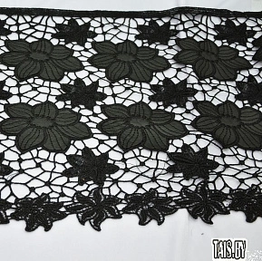 Кружево ленточное (черный с кожаными цветами)