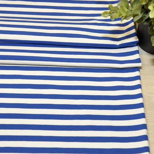 Кулирная гладь "Тельняшка" "1 см василек +белый"