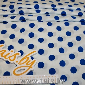 Штапель принт "Васильковый горох на белом фоне"