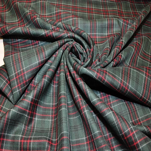 Костюмная ткань Полушерсть клетка (бутылка)