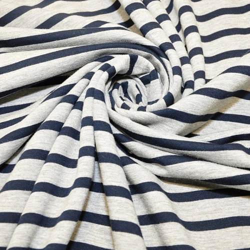 Футер 2-х нитка Полоска (серый меланж т.синяя полоска)