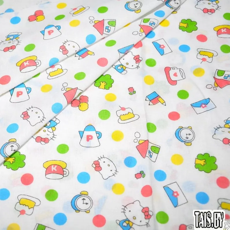 Ситец набивной "Hello Kitty" скидки на ткани в Минске оптом и в розницу | Трикотаж tais.by