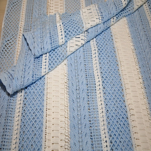 Кружево макраме (молочный+голубой)